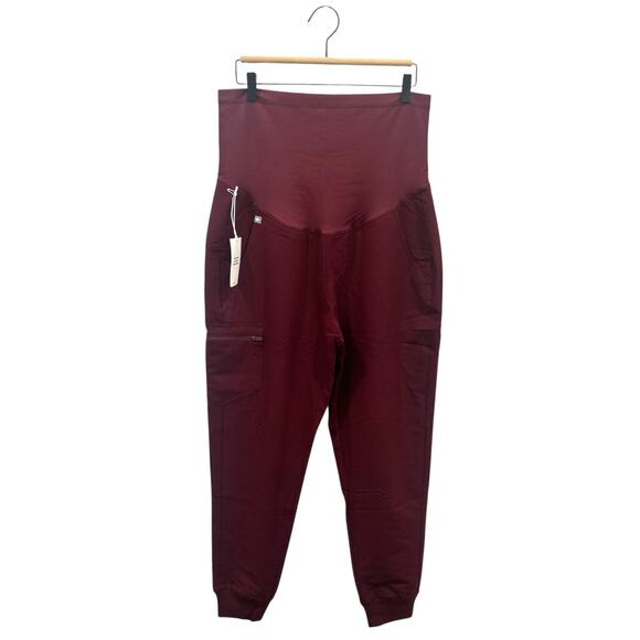 NWT Figs Zamora Maternity Scrub Pants in Burgundy Size M - Picture 1 of 6